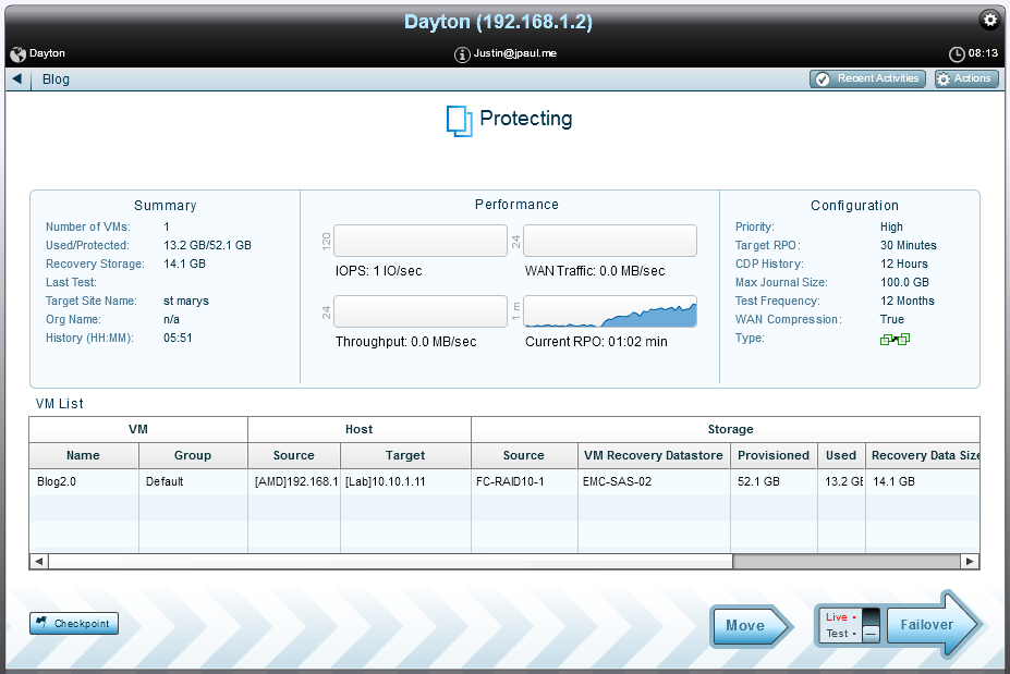 RPO increases during initial sync of other VM's but still is maintained within the Target RPO setting