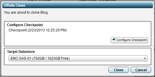 Select a Checkpoint, or configure a checkpoint