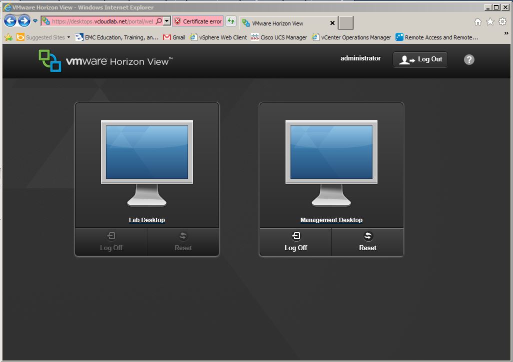 Select which desktop to connect to