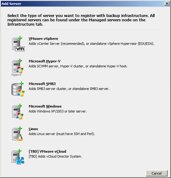 Select vCloud Director from the bottom of the list