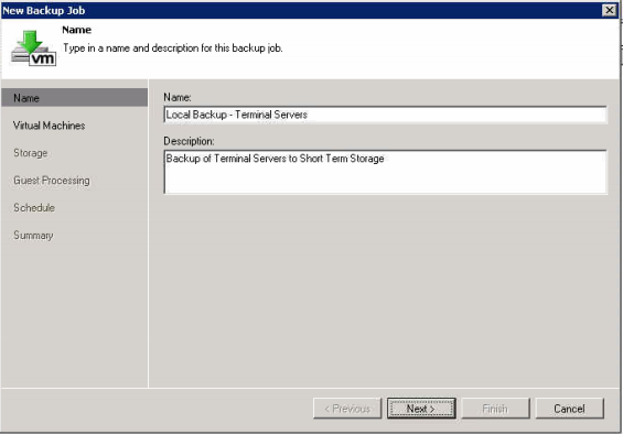 Give your local backup job a name
