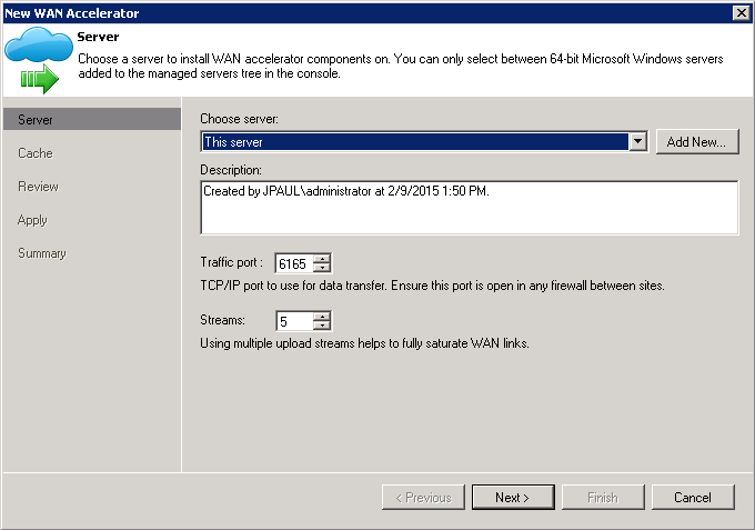 Step 1: Select what server to use as a WAN accelerator