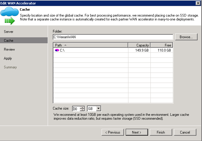 Step2: Select where to put its cache files