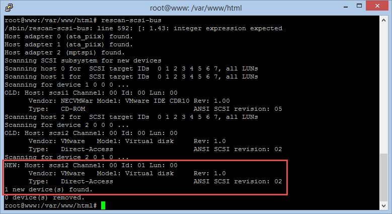 New SCSI disk found