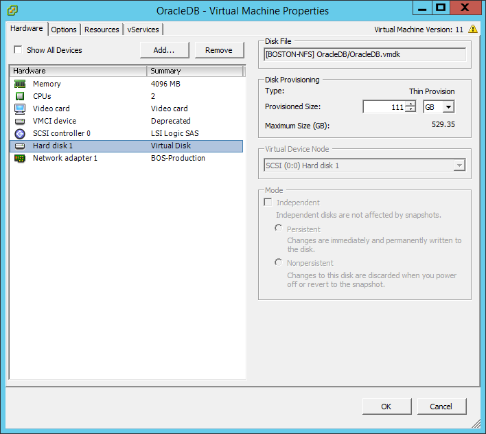 standard vm config
