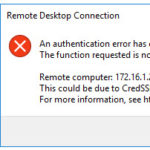 Remote Desktop Error: CredSSP encryption oracle remediation