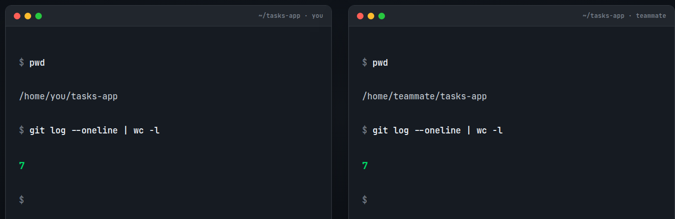 Two clones, same commit count
